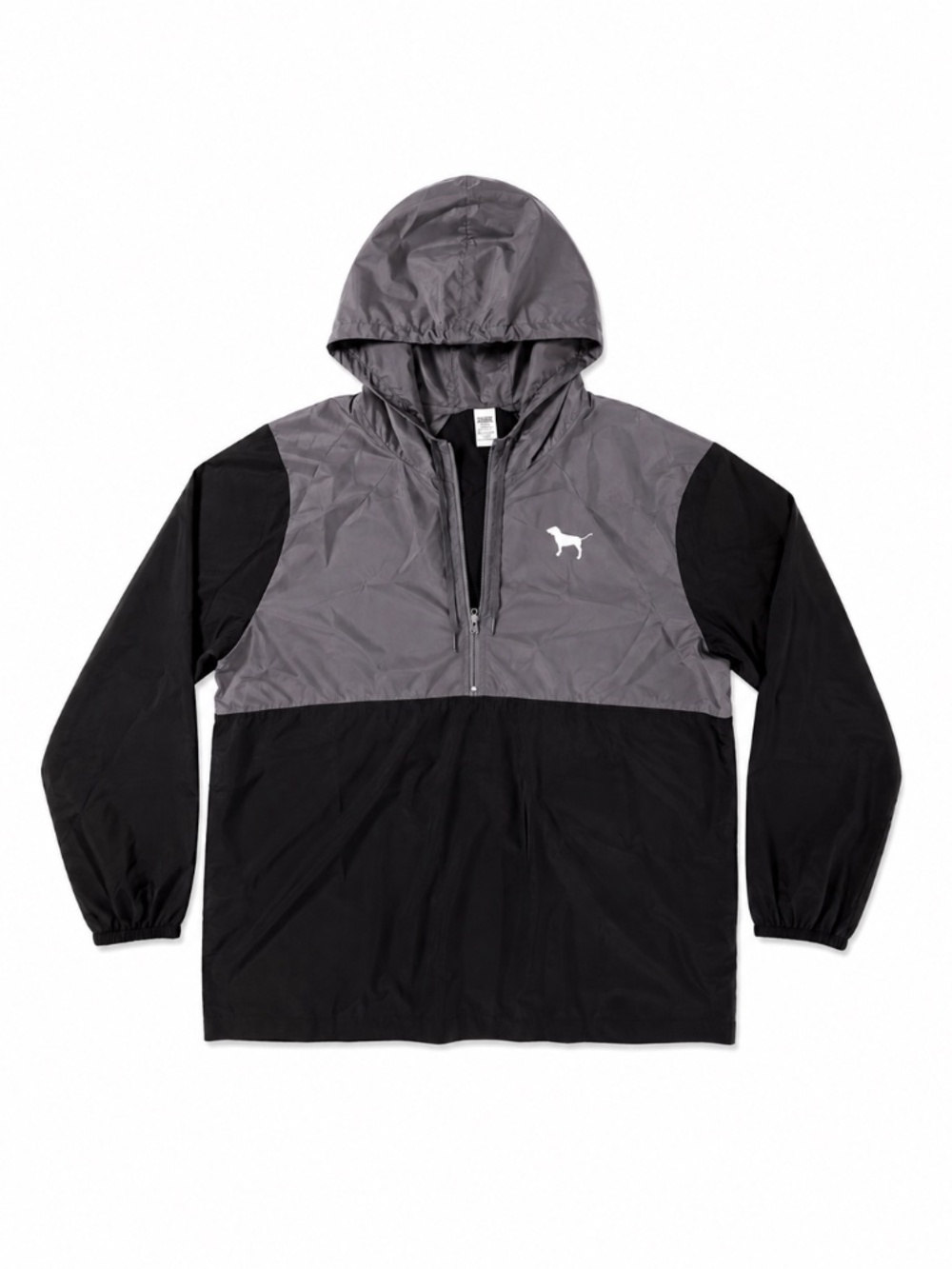 PINK Victoria's Secret Colorblock Hooded Windbreaker Jacket M/L Gray Black